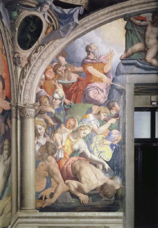 Agnolo Bronzino Mose strikes water out of the rock fresco in the chapel of the Eleonora of Toledo France oil painting art
